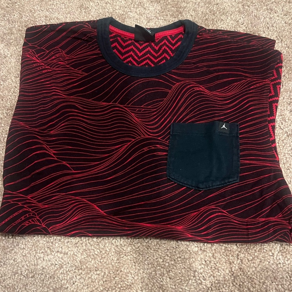 Jordan Red and Black Wave Pattern Tee